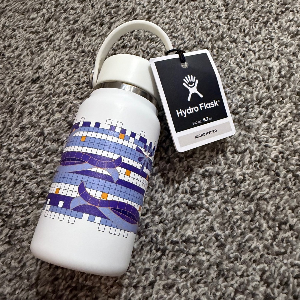 Hydro Flask Micro Hydro Water Bottle 6.7oz Mosaic Graphic Insulated White NEW